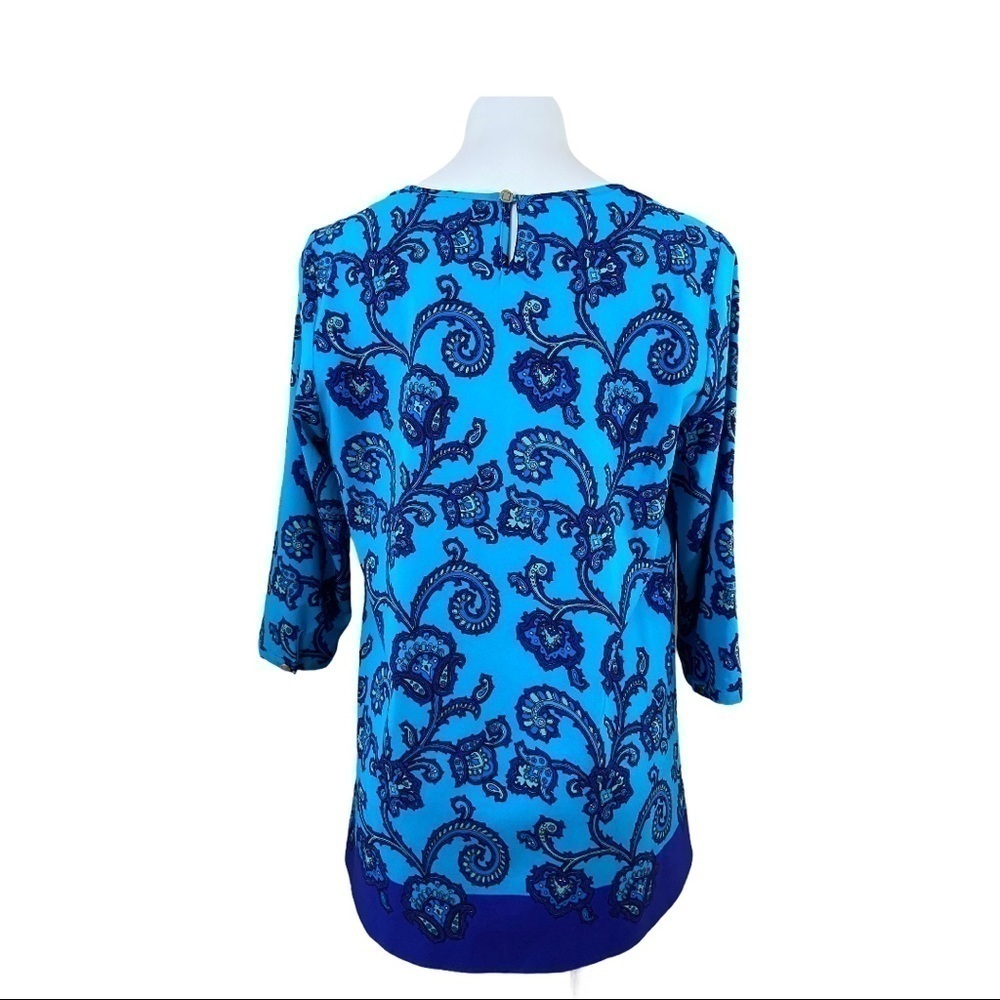 🌻LizClaiborne NY Blue Top Tunic Blouse Sz Small - Picture 6 of 7